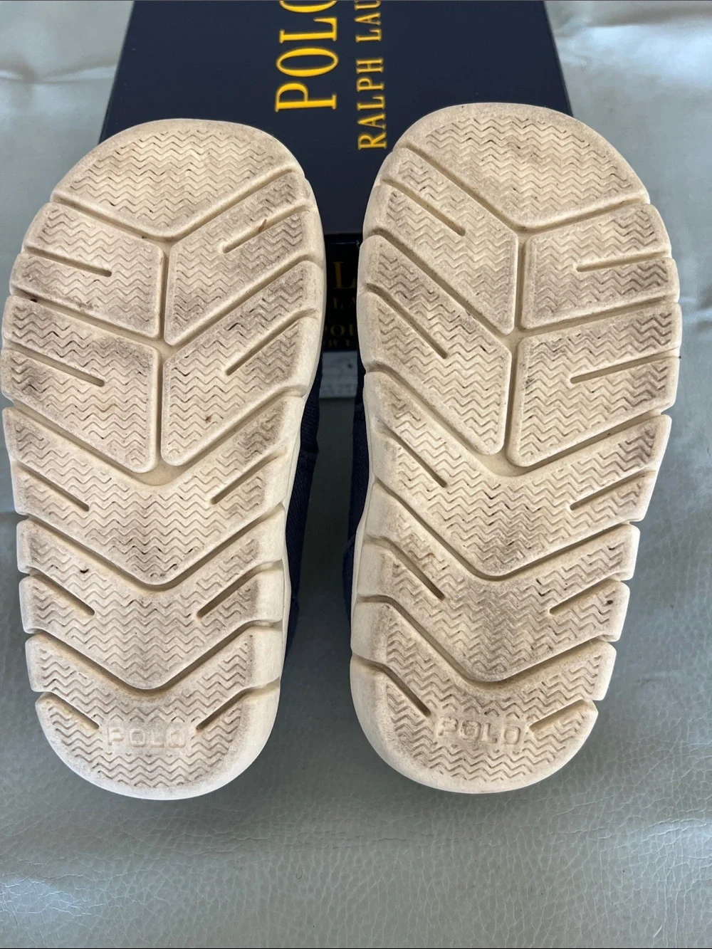 Ralph Lauren Navy Canvas Kids Slip-On Sneakers with White Sole